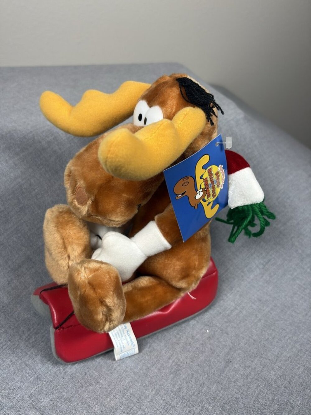Bullwinkle Moose On Sled Plush Rocky & Bullwinkle Toy Network 2001